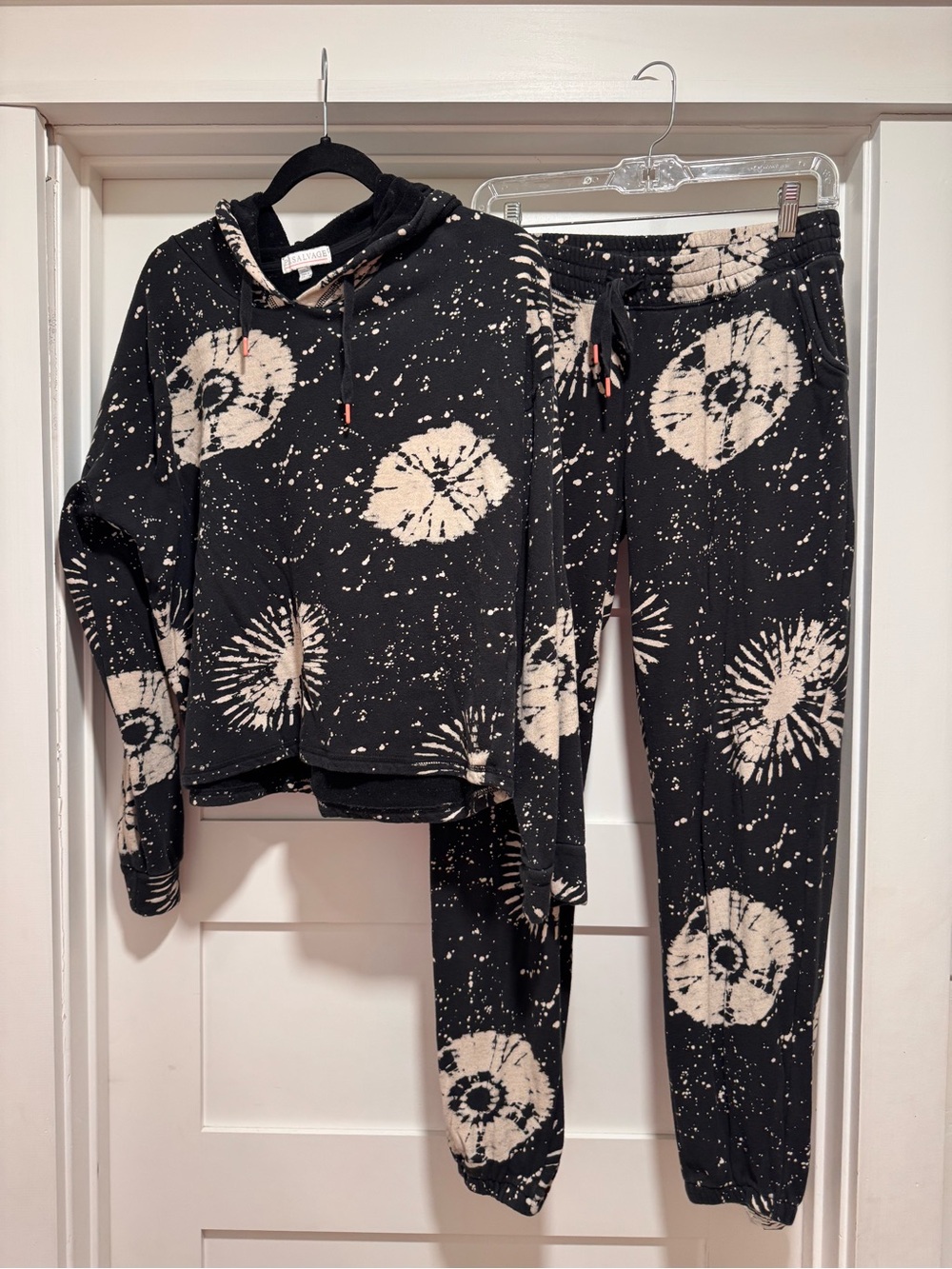 PJ Salvage Black & Cream Tie-Dye Hoodie and Jogger Set